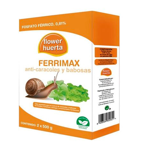 Flower Ferrimax Anti-Caracoles y Babosas – Cebo en Pellets con Fosfato Férrico, Ecológico y Resistente a la Humedad