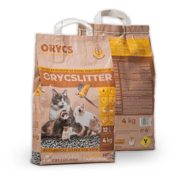 Orycs Lecho Ecológico de Papel - Ideal para Mascotas, Sostenible y Absorbente 12 Lts - 4 kg