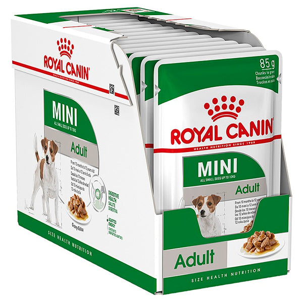 Royal Canin Adult Mini: Comida Húmeda para Perros Adultos de Razas Pequeñas, Pack de 12 Sobres de 85gr